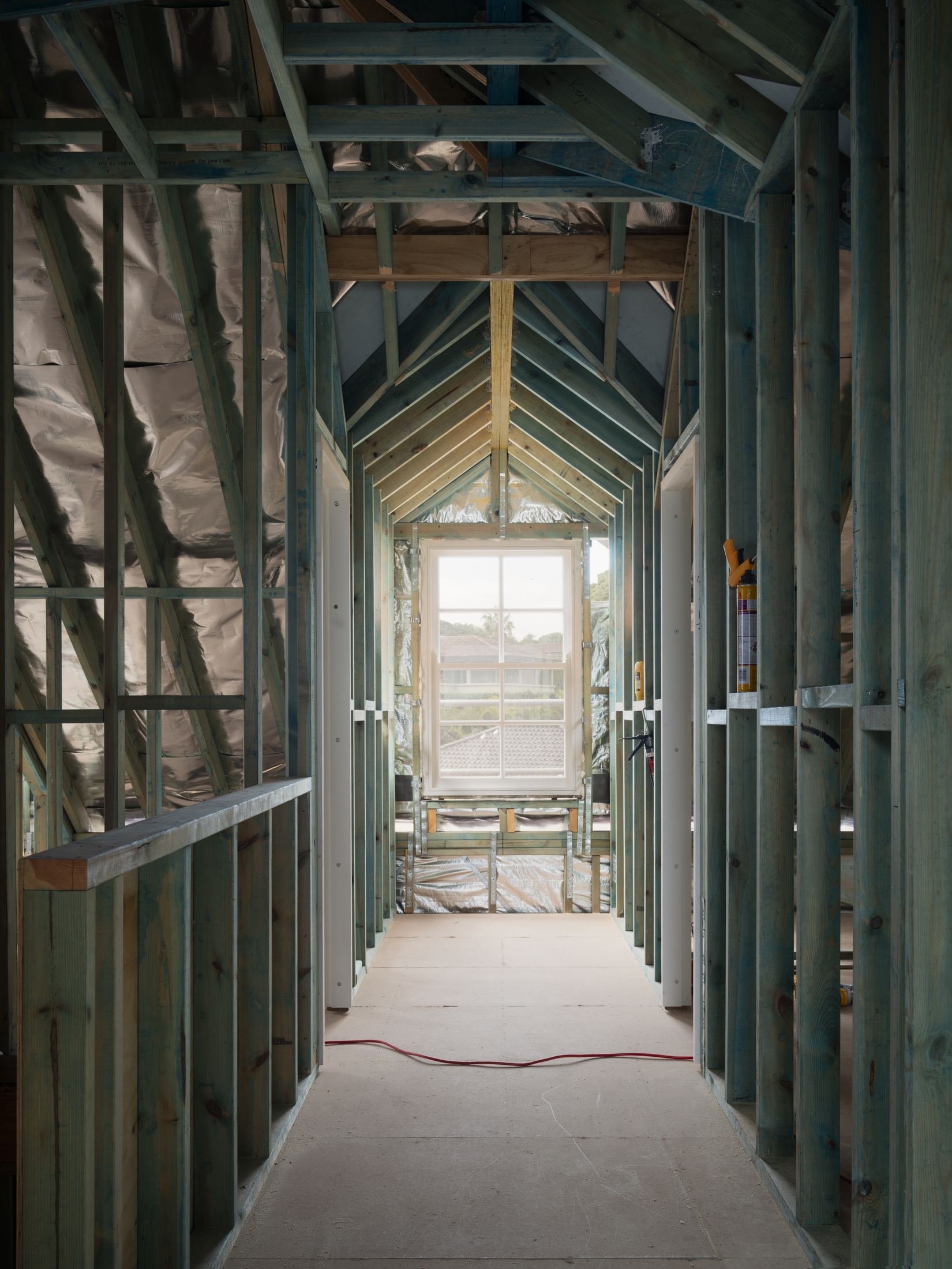 Bellevue Hill under construction, new timber framing in the roof, HP Constructions
