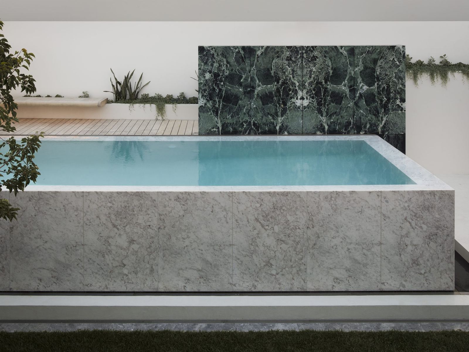 Lurline Bay marble infinity-edge pool, built by HP Constructions
