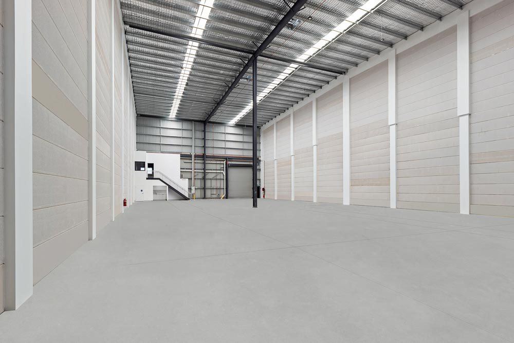 Thornleigh Warehouse, warehouse interior with cantilevered office suite and access stairs, built by HP Constructions